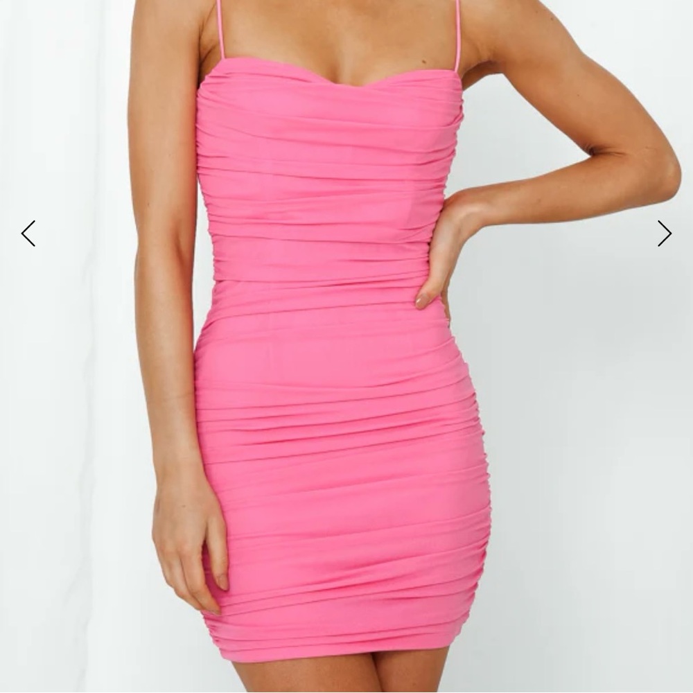 Hello Molly Pink Ruched Bodycon Mini Dress